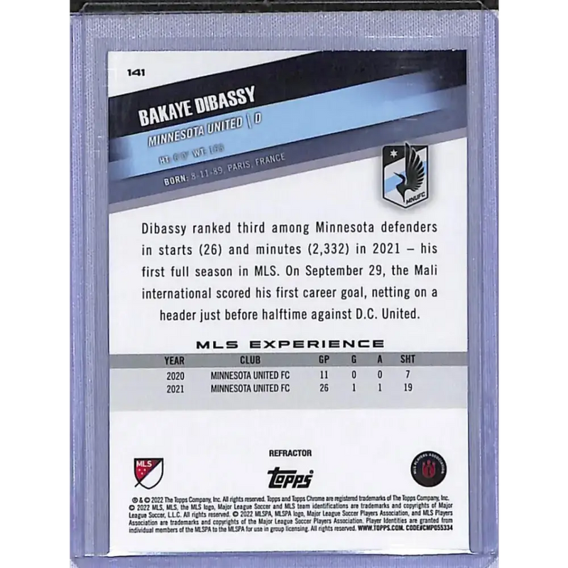 2022 Topps Chrome #141 Bakaye Dibassy NM-MT Minnesota United - Soccer Card Single