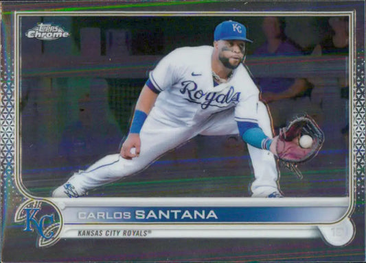 2022 Topps Chrome #143 Carlos Santana NM-MT Kansas City Royals Baseball Card - Baseball Card Single
