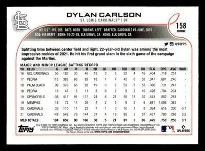 2022 Topps Chrome #158 Dylan Carlson - Baseball Card Single