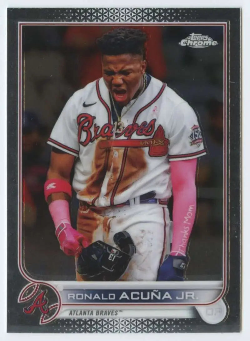 2022 Topps Chrome #165 Ronald Acuna Jr. NM-MT Atlanta Braves Baseball Card - Baseball Card Single
