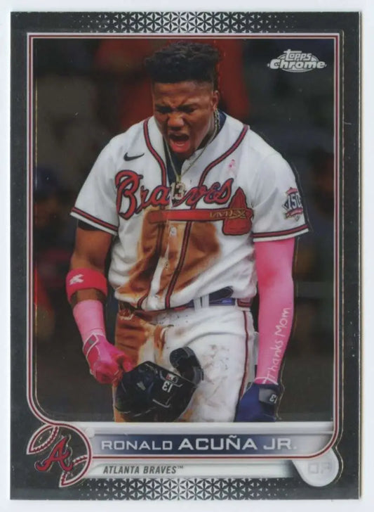 2022 Topps Chrome #165 Ronald Acuna Jr. NM-MT Atlanta Braves Baseball Card - Baseball Card Single