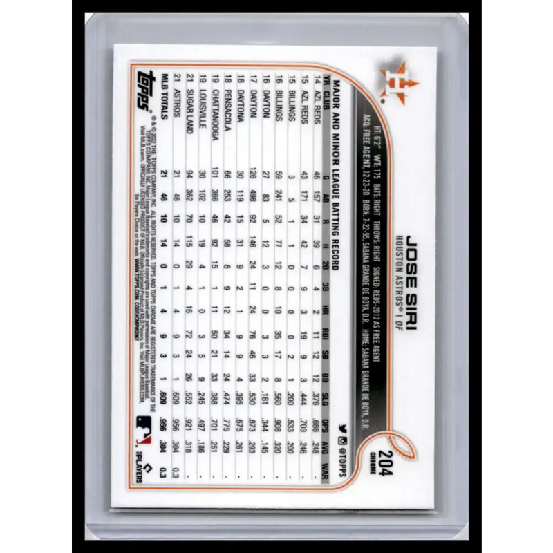 2022 Topps Chrome #204 Jose Siri NM-MT Houston Astros Baseball Card - Baseball Card Single