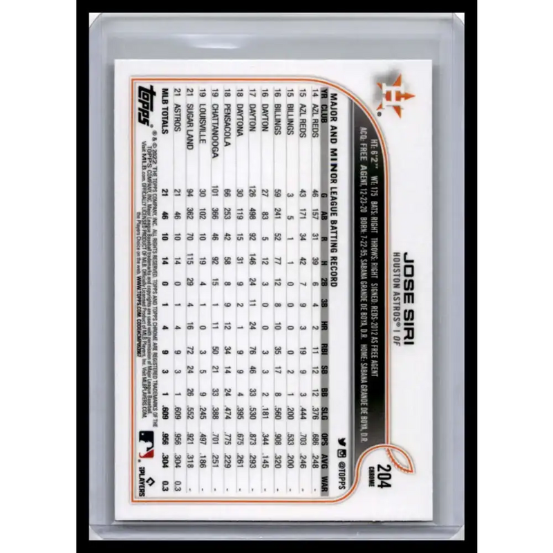 2022 Topps Chrome #204 Jose Siri NM-MT Houston Astros Baseball Card - Baseball Card Single