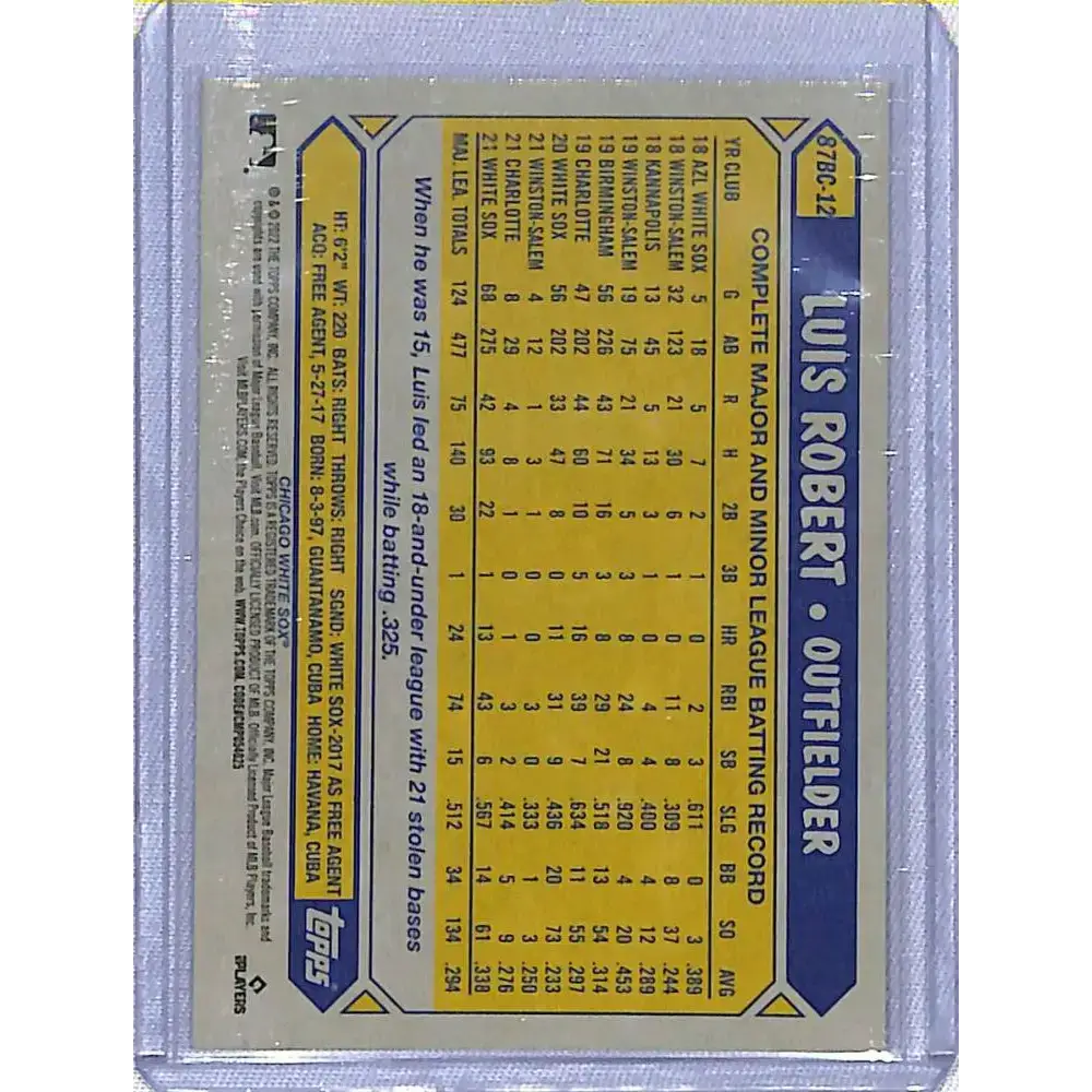 2022 Topps Chrome 35th #87BC-12 Luis Robert NM-MT Chicago White Sox - Baseball Card Single