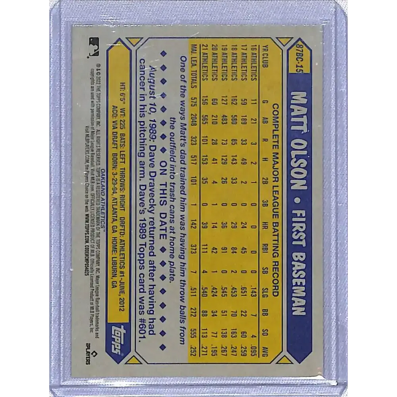 2022 Topps Chrome 35th #87BC-15 Matt Olson NM-MT Oakland Athletics - Baseball Card Single