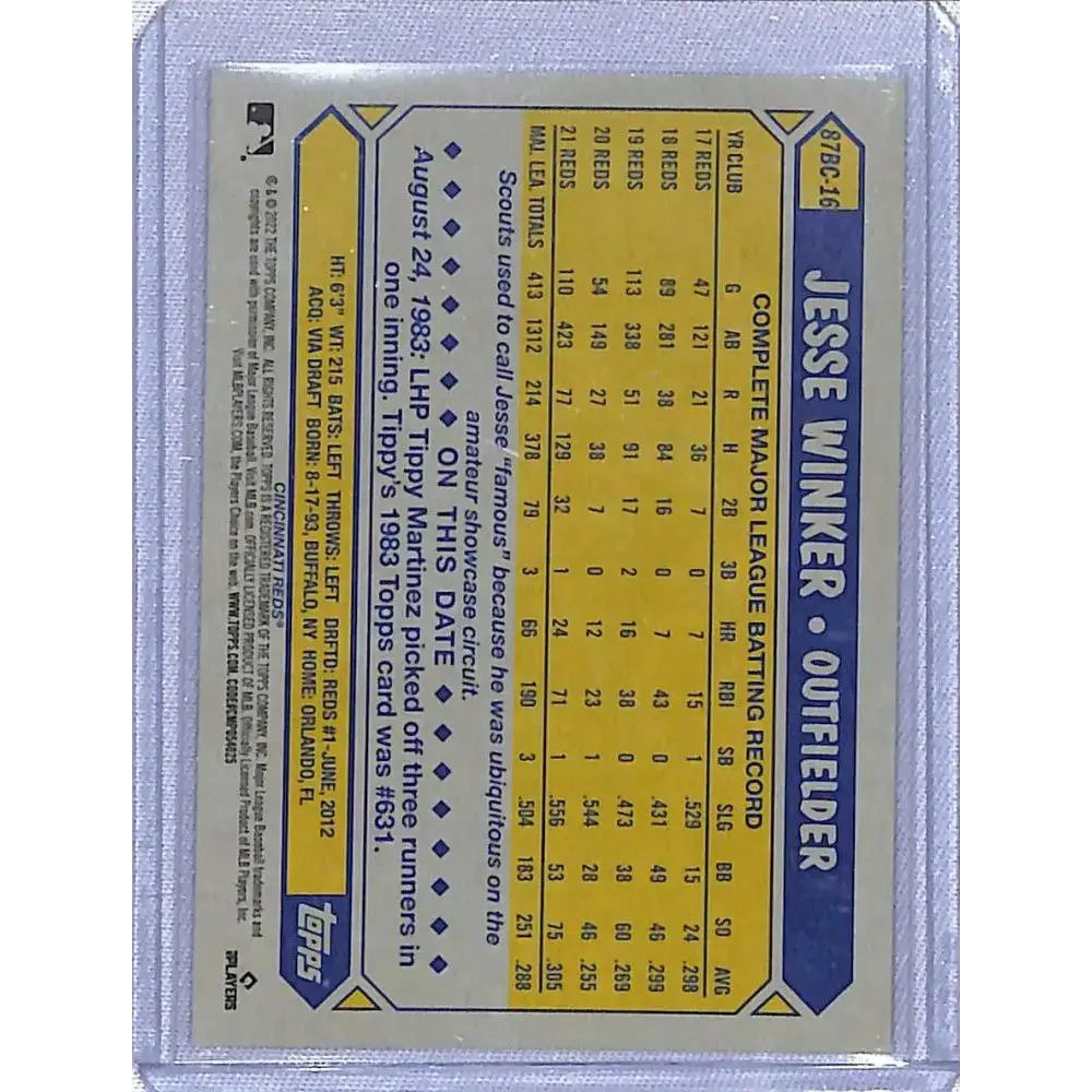 2022 Topps Chrome 35th #87BC-16 Jesse Winker NM-MT Cincinnati Reds - Baseball Card Single