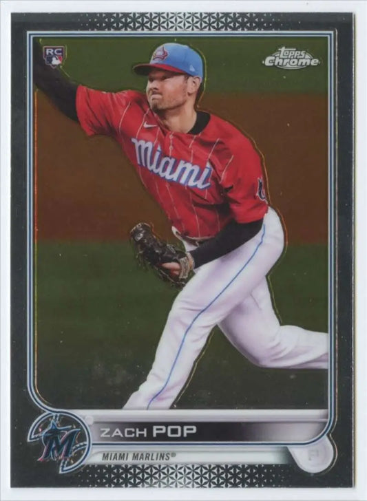 2022 Topps Chrome #41 Zach Pop NM-MT RC Rookie Miami Marlins Baseball Card - Baseball Card Single
