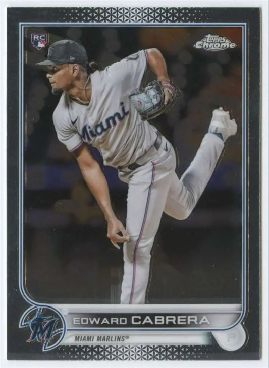 2022 Topps Chrome #64 Edward Cabrera NM-MT RC Rookie Miami Marlins Baseball Card - Baseball Card Single