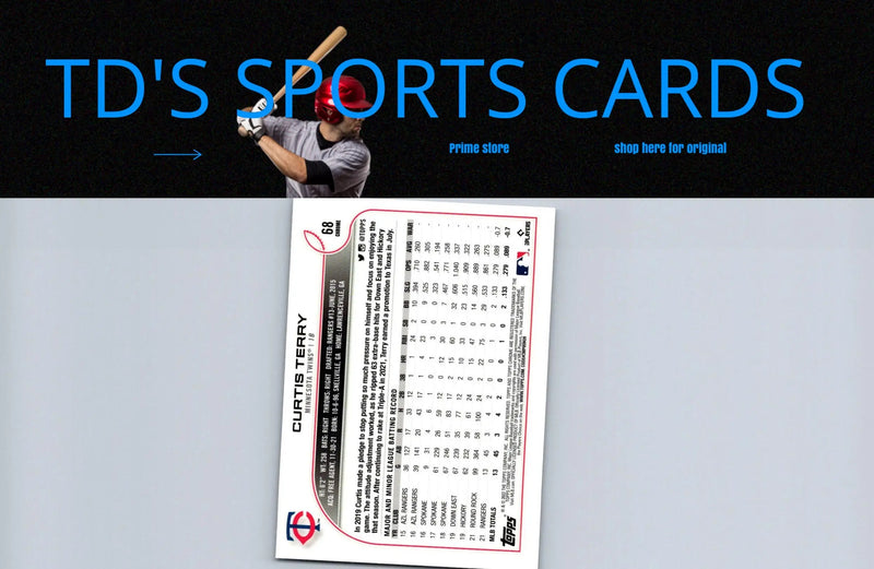 Back of 2022 Topps Chrome Curtis Terry baseball card showing card details
