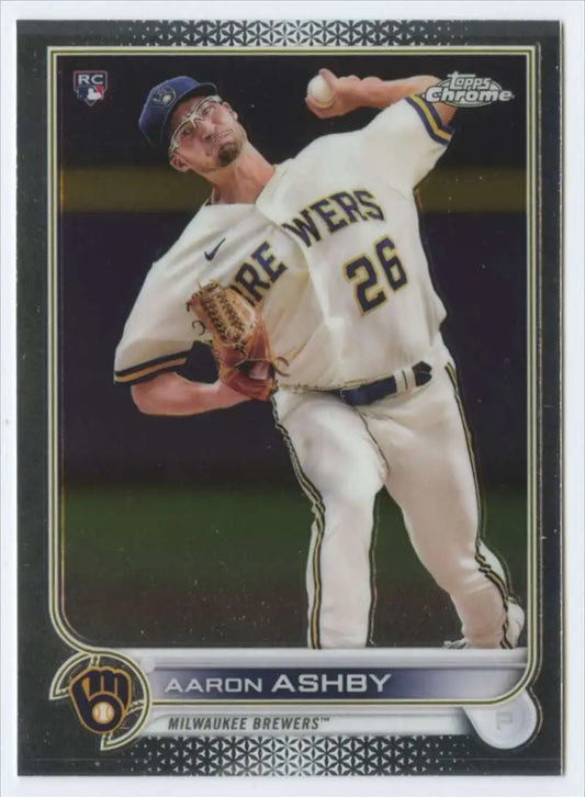 2022 Topps Chrome #80 Aaron Ashby NM-MT RC Rookie Milwaukee Brewers Baseball Card - Baseball Card Single