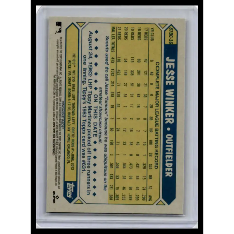 2022 Topps Chrome #87BC-16 Jesse Winker NM-MT Cincinnati Reds Baseball Card - Baseball Card Single
