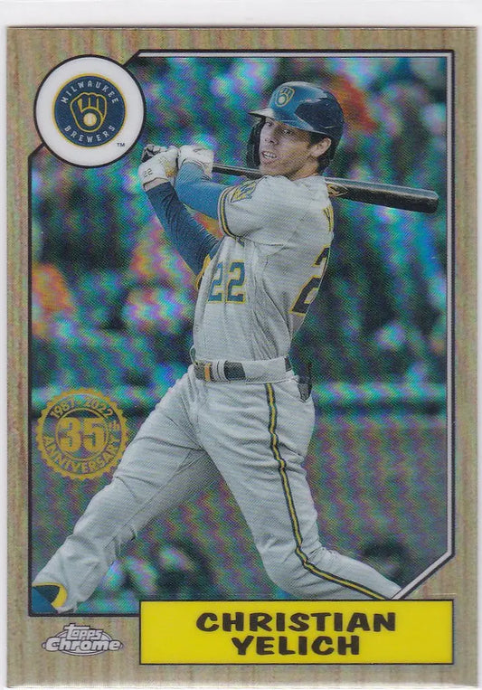 Baseball card insert Milwaukee Brewers featuring Christian Yelich in a batting stance