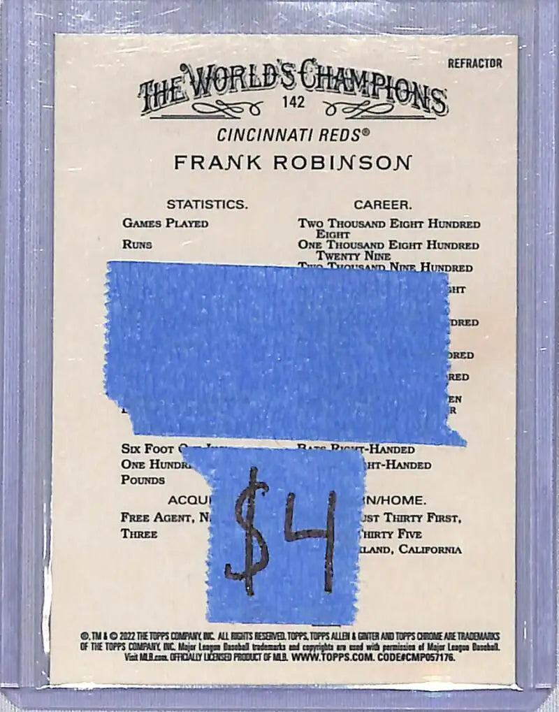 2022 Topps Chrome Allen & Ginter #142 Frank Robinson NM-MT Cincinnati Reds - Baseball Card Single