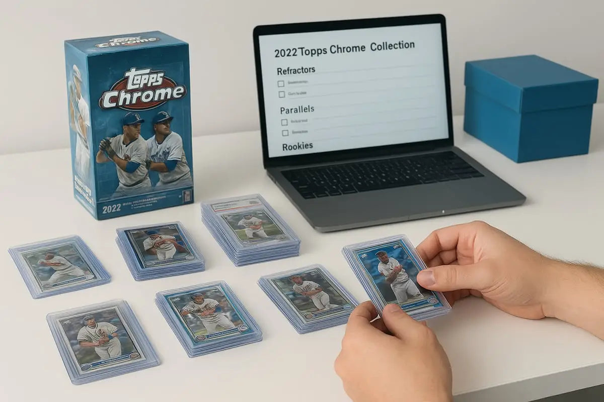 2022 Topps Chrome baseball box with blue packaging and player imagery