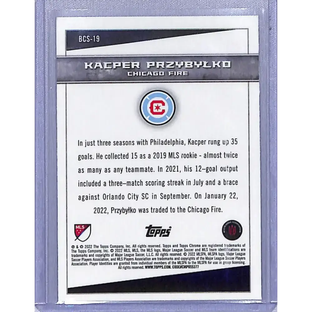 2022 Topps Chrome Big City Strikers #BCS-19 Kacper Przybylko NM-MT Chicago Fire - Soccer Card Single