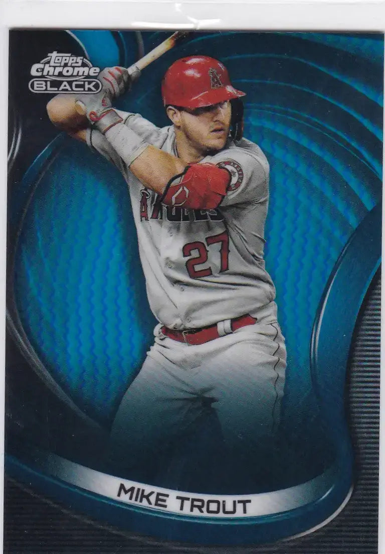 2022 Topps Chrome Black #4 Mike Trout Blue Refractor 16/75 Los Angeles Angels