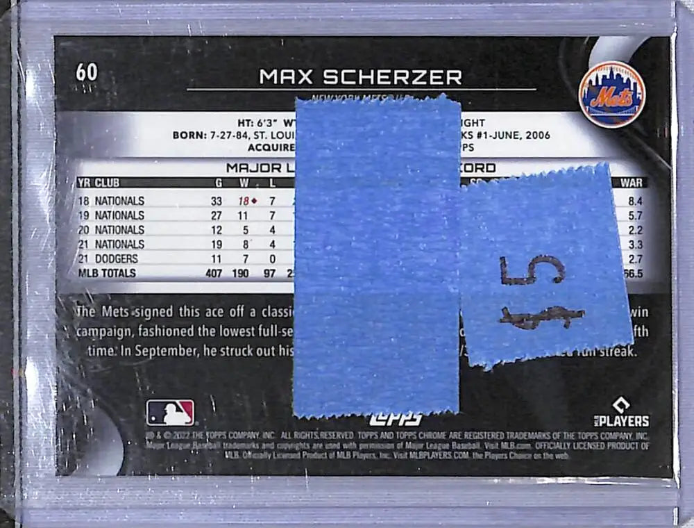 2022 Topps Chrome Black #60 Max Scherzer NM-MT New York Mets