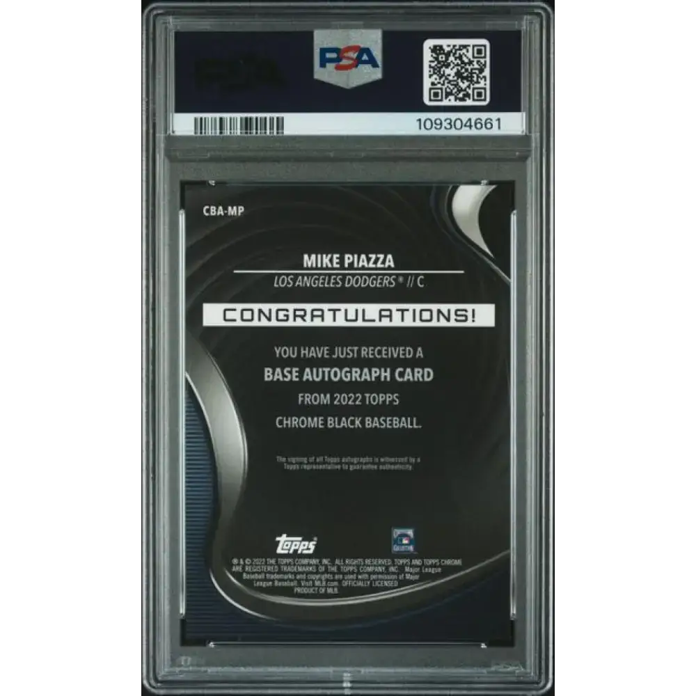 2022 Topps Chrome Black Autograph Refractor Gold Mini-Diamond #CBA-MP Mike Piazza PSA 10 GEM MINT Auto 32/50 Los