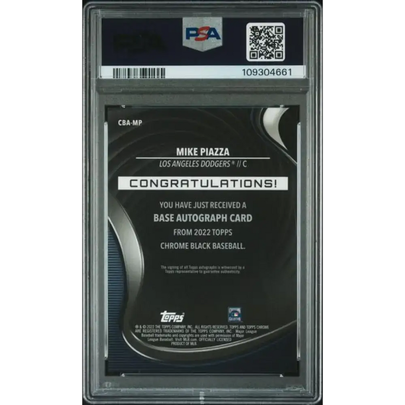 2022 Topps Chrome Black Autograph Refractor Gold Mini-Diamond #CBA-MP Mike Piazza PSA 10 GEM MINT Auto 32/50 Los