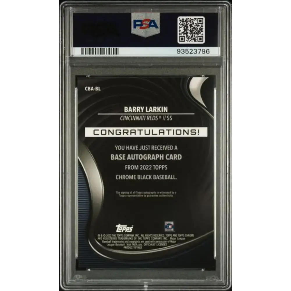 2022 Topps Chrome Black #CBA-BL Barry Larkin PSA 9 MINT Auto Cincinnati Reds Baseball Card - Baseball Card Single