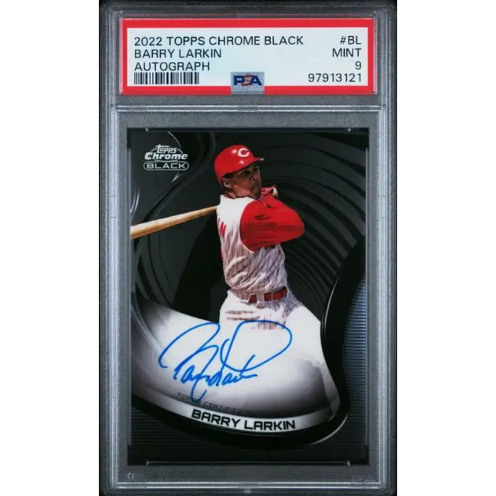 2022 Topps Chrome Black #CBA-BL Barry Larkin PSA 9 MINT Auto Cincinnati Reds Baseball Card - Baseball Card Single