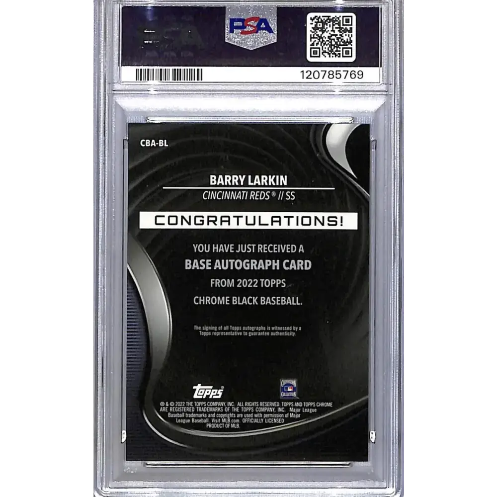2022 Topps Chrome Black #CBA-BL Barry Larkin PSA 9 MINT Auto Cincinnati Reds - Baseball Card Single
