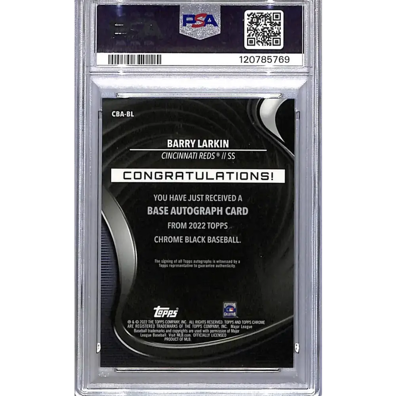 2022 Topps Chrome Black #CBA-BL Barry Larkin PSA 9 MINT Auto Cincinnati Reds - Baseball Card Single