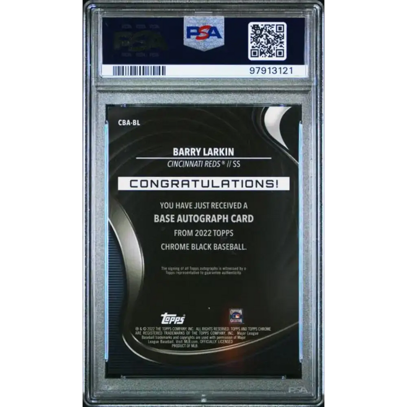 2022 Topps Chrome Black #CBA-BL Barry Larkin PSA 9 MINT Auto Cincinnati Reds Baseball Card - Baseball Card Single