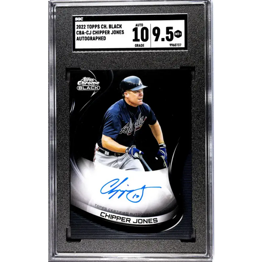 2022 Topps Chrome Black #CBA-CJ Chipper Jones SGC 9.5 MINT+ Auto Atlanta Braves Baseball Card - Baseball Card Single