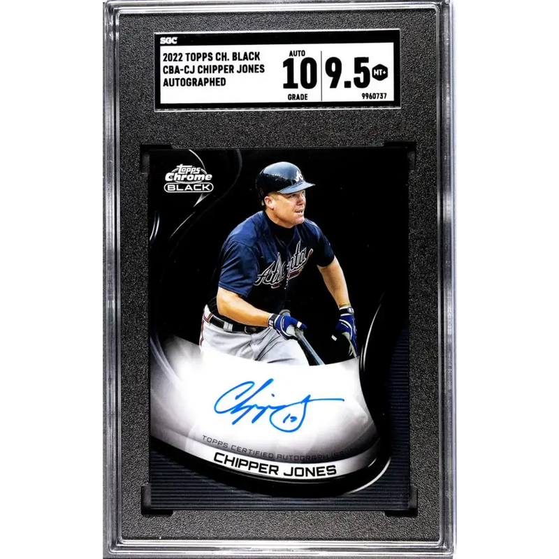 2022 Topps Chrome Black #CBA-CJ Chipper Jones SGC 9.5 MINT+ Auto Atlanta Braves Baseball Card - Baseball Card Single