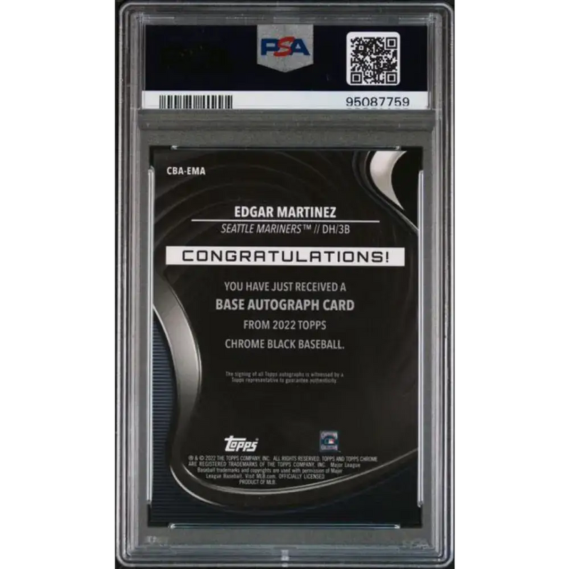 2022 Topps Chrome Black #CBA-EMA Edgar Martinez PSA 10 GEM MINT Auto Seattle Mariners Baseball Card - Baseball Card