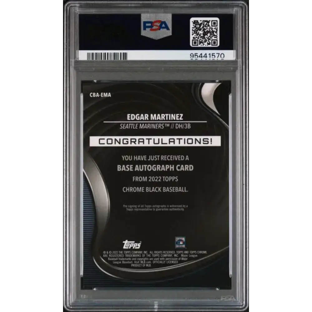 2022 Topps Chrome Black #CBA-EMA Edgar Martinez PSA 10 GEM MINT Auto Seattle Mariners Baseball Card - Baseball Card