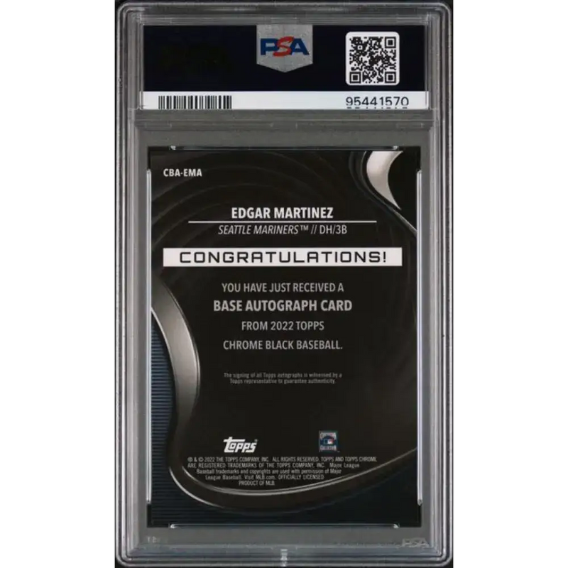 2022 Topps Chrome Black #CBA-EMA Edgar Martinez PSA 10 GEM MINT Auto Seattle Mariners Baseball Card - Baseball Card