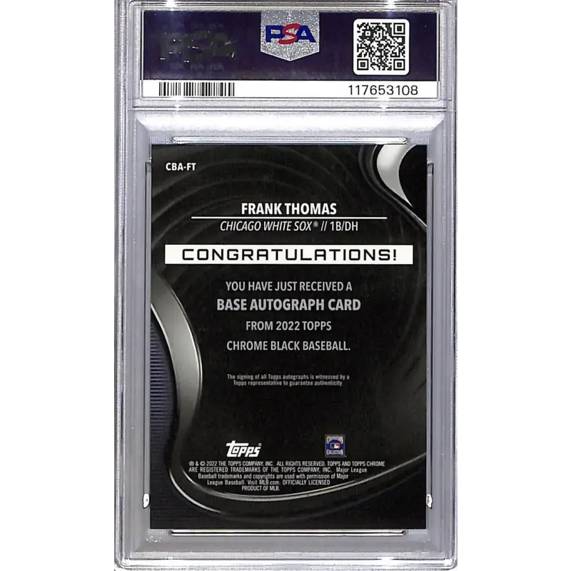 2022 Topps Chrome Black #CBA-FT Frank Thomas PSA 9 MINT Auto Chicago White Sox - Baseball Card Single