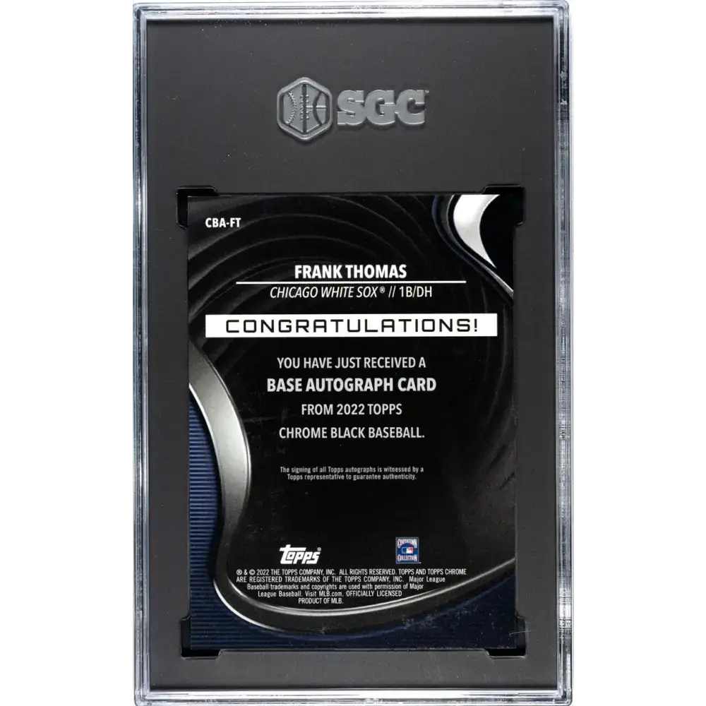2022 Topps Chrome Black #CBA-FT Frank Thomas SGC 9.5 MINT+ Auto Chicago White Sox Baseball Card - Baseball Card Single