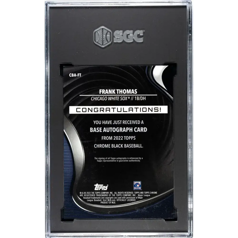 2022 Topps Chrome Black #CBA-FT Frank Thomas SGC 9.5 MINT+ Auto Chicago White Sox Baseball Card - Baseball Card Single