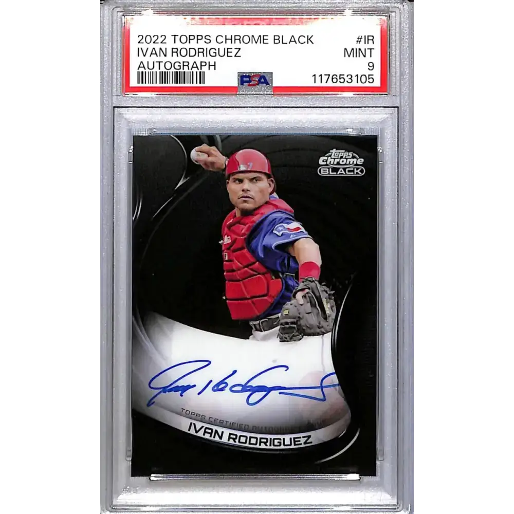 2022 Topps Chrome Black #CBA-IR Ivan Rodriguez PSA 9 MINT Auto Texas Rangers - Baseball Card Single