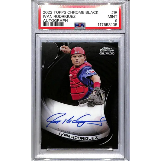2022 Topps Chrome Black #CBA-IR Ivan Rodriguez PSA 9 MINT Auto Texas Rangers - Baseball Card Single