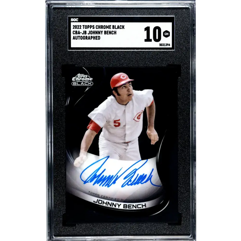 2022 Topps Chrome Black #CBA-JB Johnny Bench SGC 10 Gem Auto Cincinnati Reds Baseball Card - Baseball Card Single