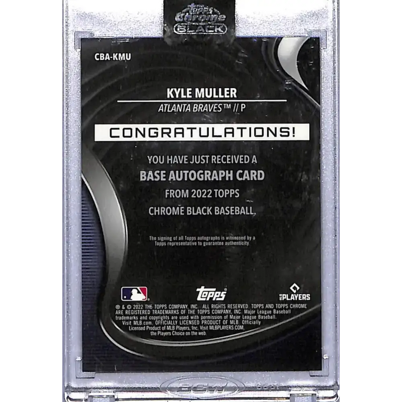 2022 Topps Chrome Black #CBA-KMU Kyle Muller NM-MT RC Rookie Auto Atlanta Braves - Baseball Card Single