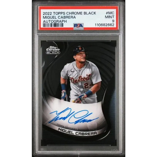2022 Topps Chrome Black #CBA-MC Miguel Cabrera PSA 9 MINT Auto Detroit Tigers Baseball Card - Baseball Card Single