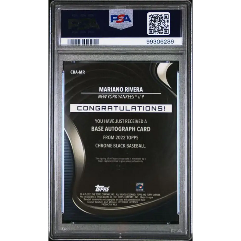 2022 Topps Chrome Black #CBA-MR Mariano Rivera PSA 10 GEM MINT Auto New York Yankees Baseball Card - Baseball Card