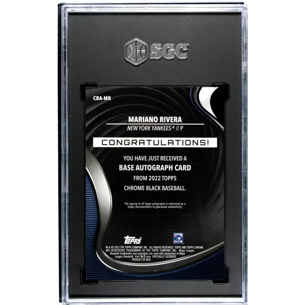 2022 Topps Chrome Black #CBA-MR Mariano Rivera SGC 9.5 MINT+ Auto New York Yankees Baseball Card - Baseball Card Single