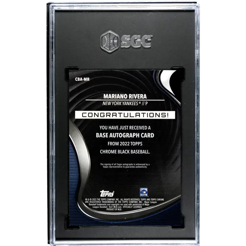 2022 Topps Chrome Black #CBA-MR Mariano Rivera SGC 9.5 MINT+ Auto New York Yankees Baseball Card - Baseball Card Single