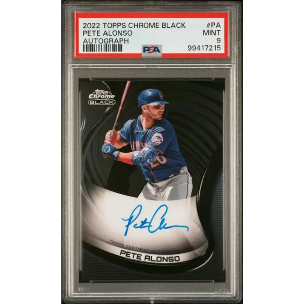 2022 Topps Chrome Black #CBA-PA Pete Alonso PSA 9 MINT Auto New York Mets Baseball Card - Baseball Card Single
