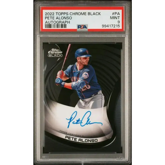 2022 Topps Chrome Black #CBA-PA Pete Alonso PSA 9 MINT Auto New York Mets Baseball Card - Baseball Card Single