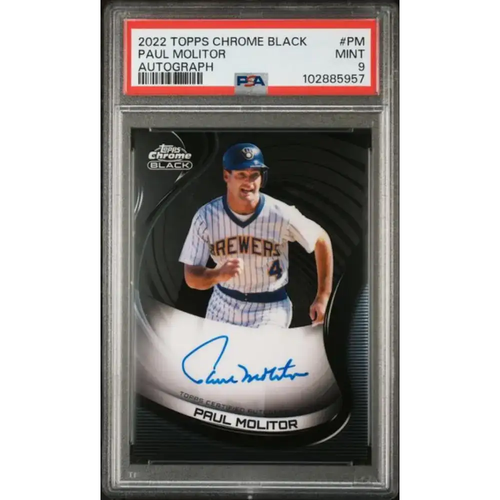 2022 Topps Chrome Black #CBA-PM Paul Molitor PSA 9 MINT Auto Milwaukee Brewers Baseball Card - Baseball Card Single