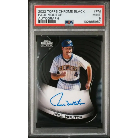2022 Topps Chrome Black #CBA-PM Paul Molitor PSA 9 MINT Auto Milwaukee Brewers Baseball Card - Baseball Card Single