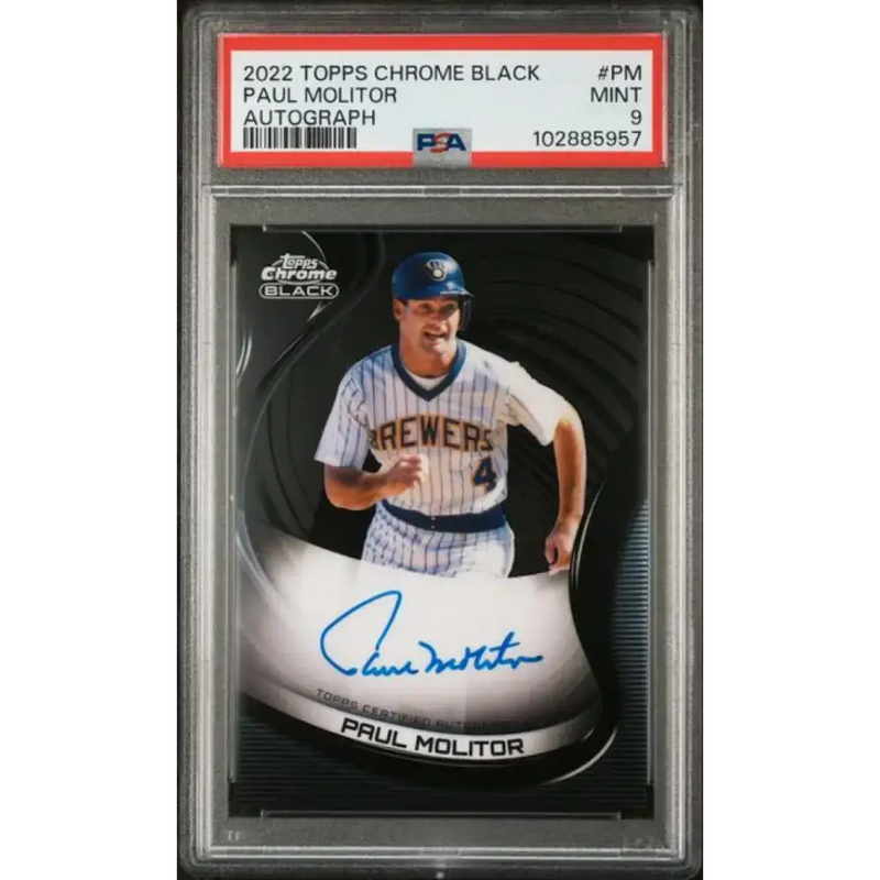 2022 Topps Chrome Black #CBA-PM Paul Molitor PSA 9 MINT Auto Milwaukee Brewers Baseball Card - Baseball Card Single