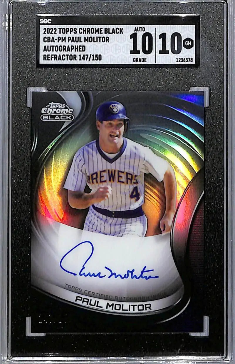2022 Topps Chrome Black #CBA-PM Paul Molitor SGC 10 Gem Auto 147/150 Milwaukee Brewers